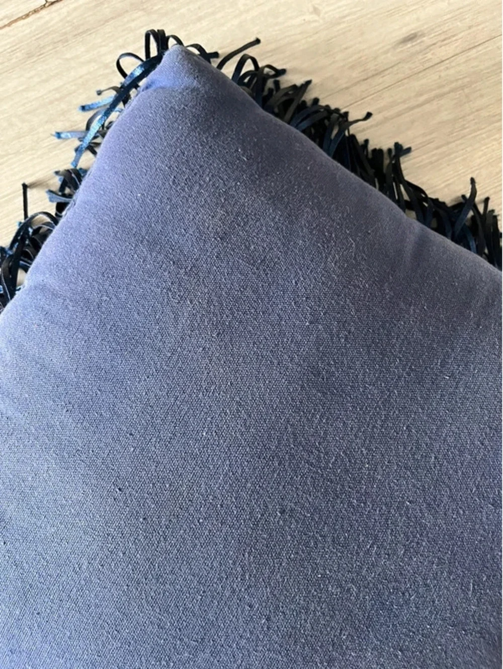Cynthia Rowley Metallic Navy Blue Fringe Square Pillow Insert 16” Decor